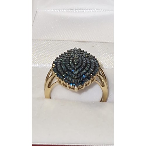 86 - VERY PRETTY 9CT GOLD BLUE DIAMOND RING - 1 STONE MISSING - RING SIZE O