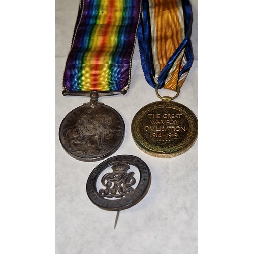 116 - WW1 GREAT WAR MEDAL & WW1 VICTORY MEDAL BOTH AWARDED TO PTE P. ROOTS OF THE RIF ALONG WITH SERVICES ... 