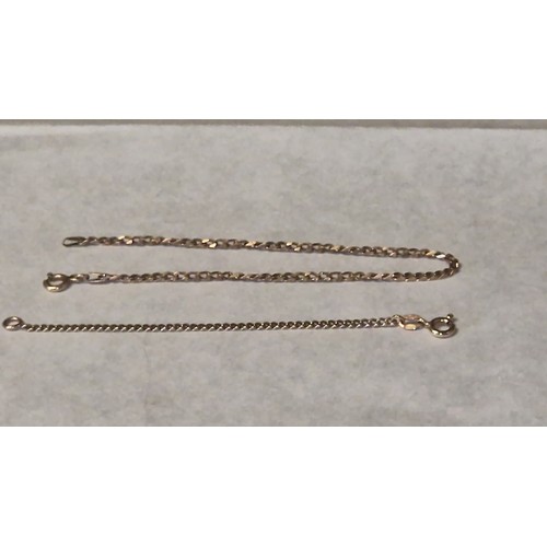 128 - 2 X 9CT GOLD CHAIN BRACELETS -  1 X CHAIN 19CMS WHEN OPEN AND 1 X 10CMS WHEN OPEN , PROBABLY A BABIE... 