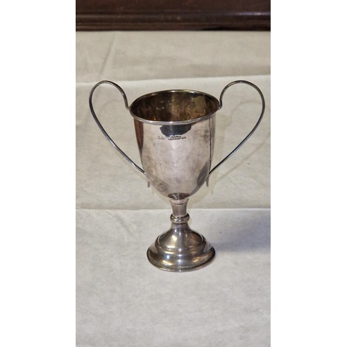 135 - WOODEN SHEILD WITH TROPHY SPOONS & MEDALS - 2 MEDALS ARE SILVER BUT CANT SEE THE BACKS OF THE SPOONS... 