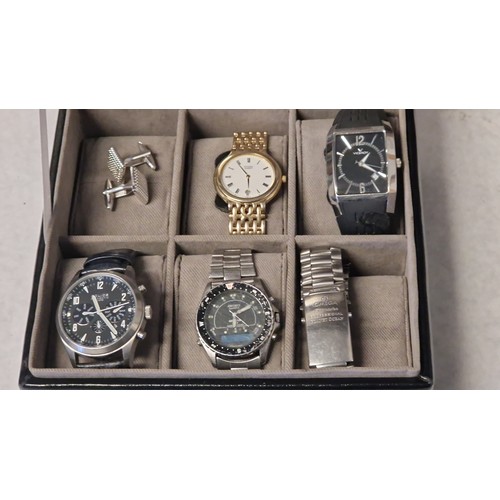 181 - WATCH BOX AND CONTENTS - CLOCKS AND WATCHES ARE NOT TESTED