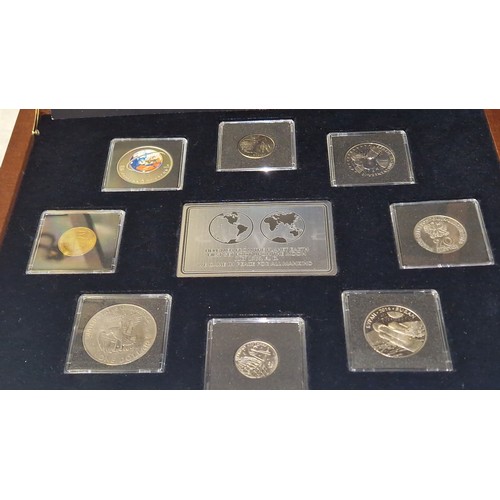 198 - CASED SET OF MILESTONES OF SPACE TRAVEL COMMEMORATIVE COINS