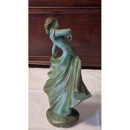 205 - LOVELY ART DECO DANCING LADY - STANDS 30CMS - SOME SCUFFS ETC DUE TO AGE