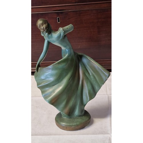 205 - LOVELY ART DECO DANCING LADY - STANDS 30CMS - SOME SCUFFS ETC DUE TO AGE