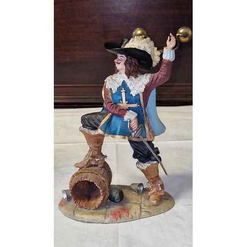 226 - 2 X NICE COLLECTABLE ROYAL DOULTON HAND MADE RESIN FIGURES  - D'ARTAGNAN & DICK TURPIN  - 24CMS H