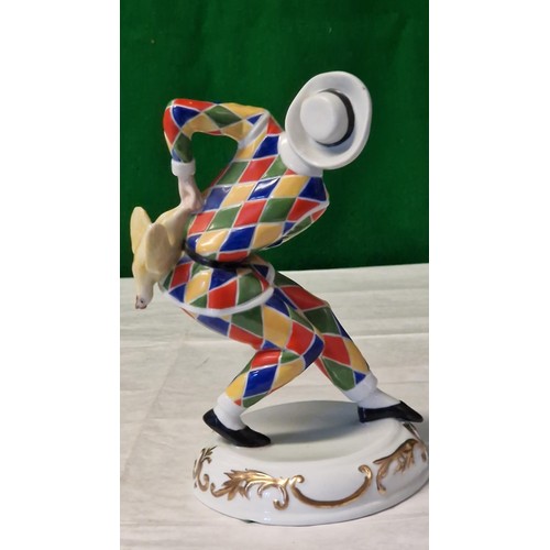 382 - CAPODIMONTE HARLEQUIN COURT JESTER - 25CMS H