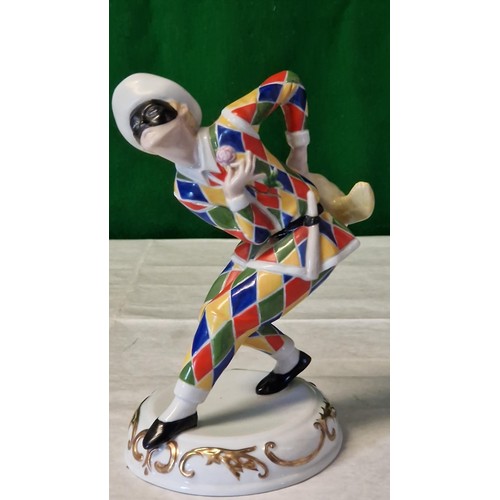 382 - CAPODIMONTE HARLEQUIN COURT JESTER - 25CMS H