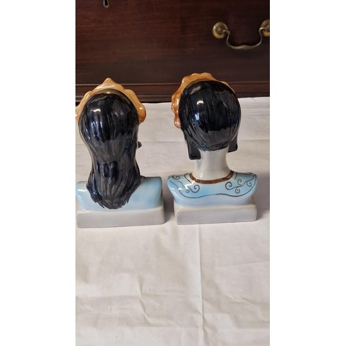 422 - PAIR OF GOLDSCHEIDER JAVANESE & BALINESE PORCELAIN BUSTS BY HELEN LIEDLOFF BISCHOFF - GOOD CONDITION... 