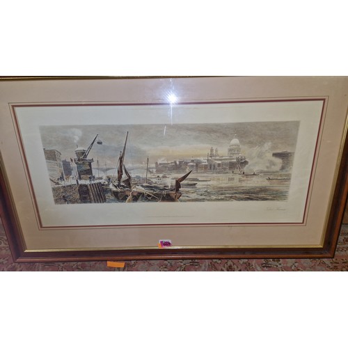 969 - FRAMED & GLAZED EARLY LITHOGRAPH - 60CMS X 100 - COLLECTION ONLY OR ARRANGE OWN COURIER