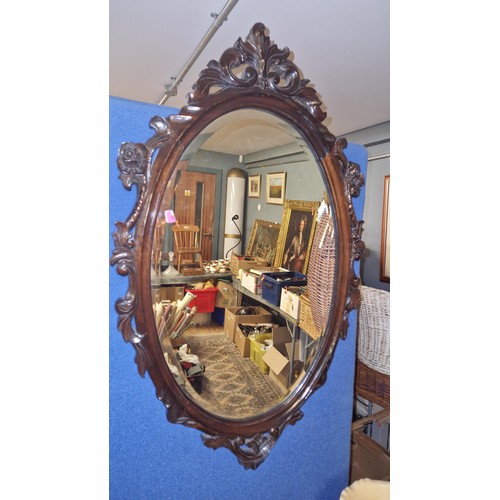 971 - DECORATIVE WOODEN FRAMED MIRROR - 55CMS X 90CMS - COLLECTION ONLY