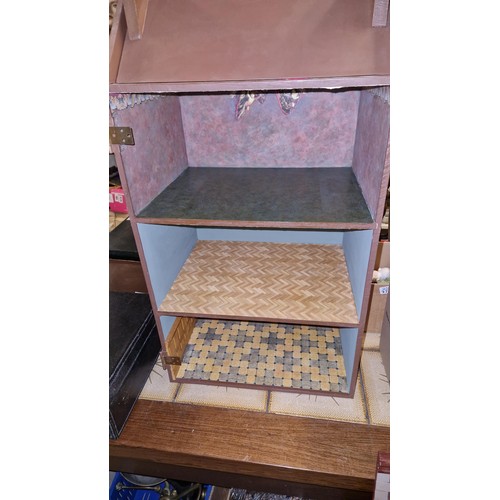 126 - 3 STOREY DOLLS HOUSE WITH 3 ROOMS INSIDE - FRONT NEEDS ATTACHING - 42CMS W X 80CMS H X 34CMS D  COLL... 