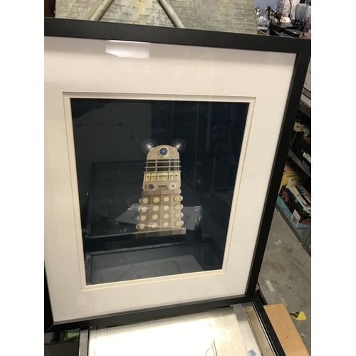 61 - FRAMED & GLAZED DR WHO DALEK PICTURE - 44CMS X 54CMS