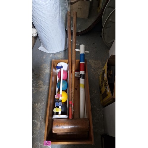 841 - LOVELY CROQUET SET - PLEASE NOTE THE WOODEN BOX IS JUST TO SHOW THE ITEMS , IT IS NOT PART OF THE SE... 