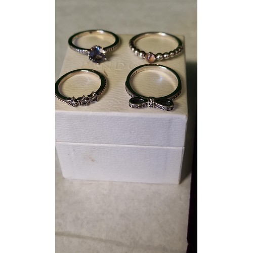 128 - 4 X LOVELY SILVER PANDORA RINGS