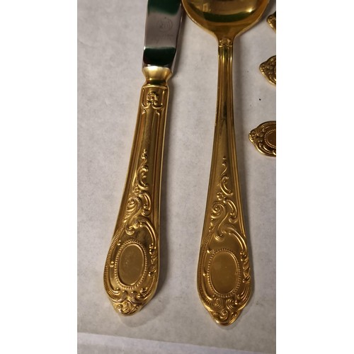 145 - 18 X PIECE SET OF 24CT GOLD PLATED CUTLERY