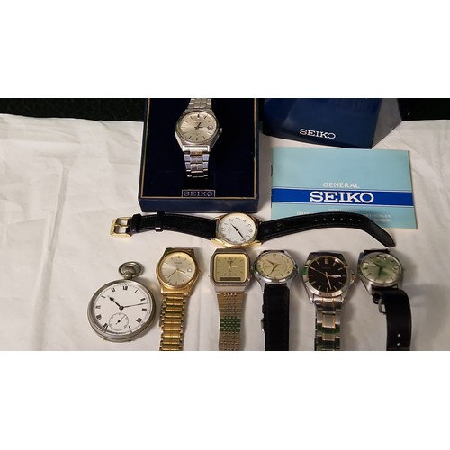 172 - QTY OF VARIOUS WATCHES - INC BOXED SEIKO AUTOMATIC 17 JEWEL, SERVICES, LORUS, CASIO, INGERSOL TRIUMP... 