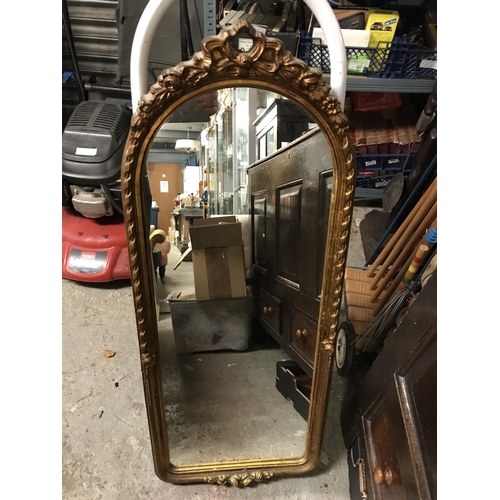 9 - DECORATIVE GILT FRAMED MIRROR - 40CMS X 100CMS - COLLECTION ONLY OR ARRANGE OWN COURIER