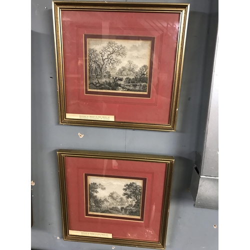 11 - PAIR OF FRAMED & GLAZED EARLY ETCHINGS - 28CMS X 28CMS