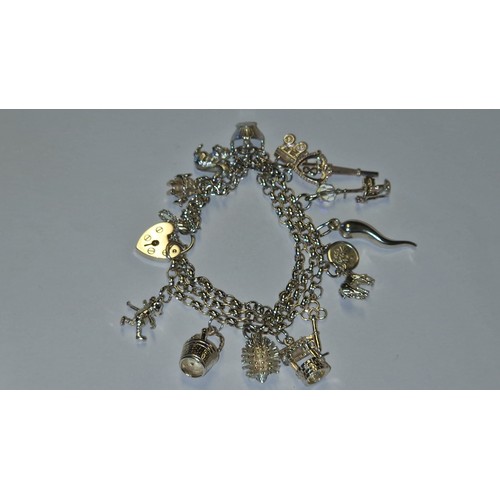 233 - LOVELY TRIPLE ROW SILVER BRACELET & CHARMS