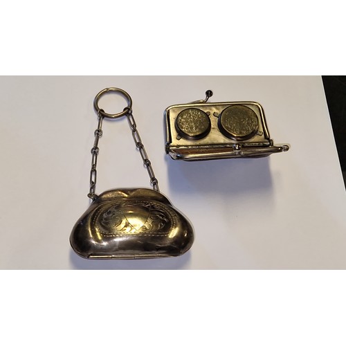 241 - LOVELY VINTAGE EPNS SMALL PURSE & SOVEREIGN HOLDER