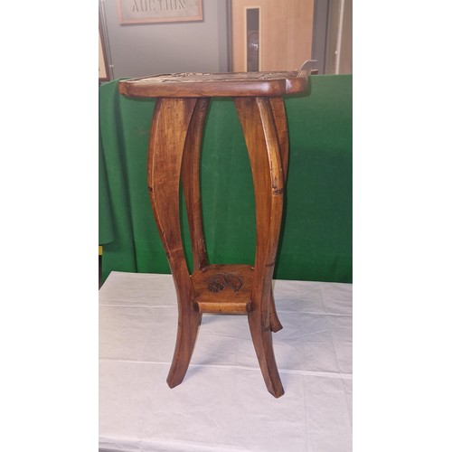 36 - LOVELY SMALL SIDE TABLE / PLANT TABLE WITH NICE CARVING TO TOP - COLLECTION ONLY OR ARRANGE OWN COUR... 