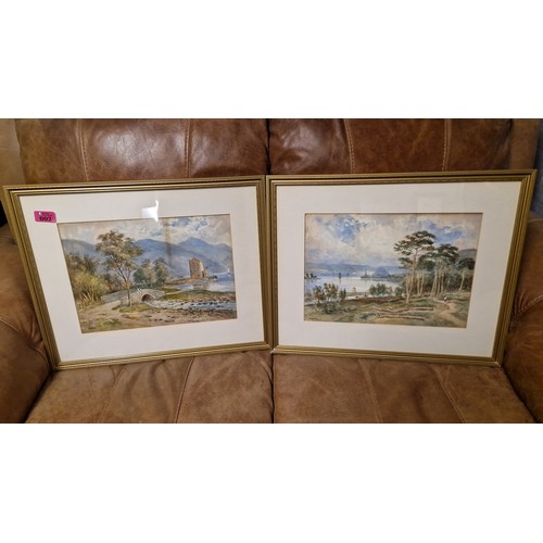 2 - 2 X FRAMED & GLAZED ORIGINAL WATERCOLOURS - 1 WITH SLIGHT FOXING - SIGNED J. ALEXANDER - 50CMS X 42C... 