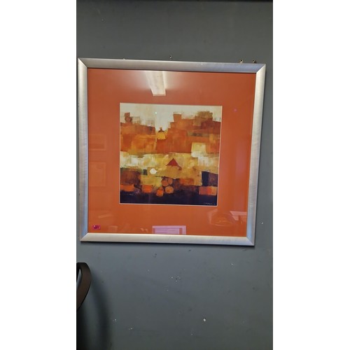 3 - LARGE PAIR OF FRAMED & GLAZED MODERN PICTURES - 90CMS X 90CMS - COLLECTION ONLY OR ARRANGE OWN COURI... 