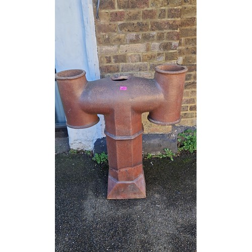 17 - VERY VERY LARGE SALT GLAZED 'H' CHIMNEY POT - 100CMS H X 85CMS W -  COLLECTION ONLY OR ARRANGE OWN C... 