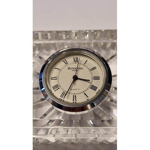 438 - LOVELY SMALL COLLECTABLE WATERFORD CRYSTAL CLOCK - 8CMS X 6CMS H - CLOCKS AND WATCHES ARE NOT TESTED