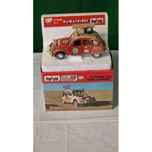 617 - BOXED POLISTIL CITROEN 2CV RAID AFRIQUE MODEL CAR