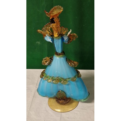 711 - FABULOUS LARGE MURANO VENETIAN GLASS DANCING LADY IN BLUE AND AMBER - 45CMS H - COLLECTION ONLY OR A... 