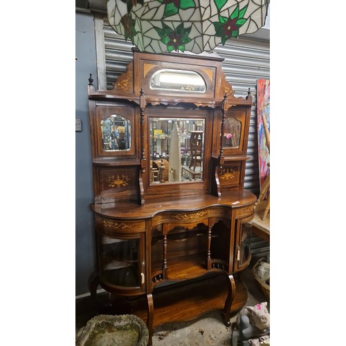 42 - BEAUTIFUL EARLY INLAID CHIFFONIER PARLOUR CABINET - IN 2 SECTIONS - APPROX 140CMS WIDTH X 40CMS DEEP... 