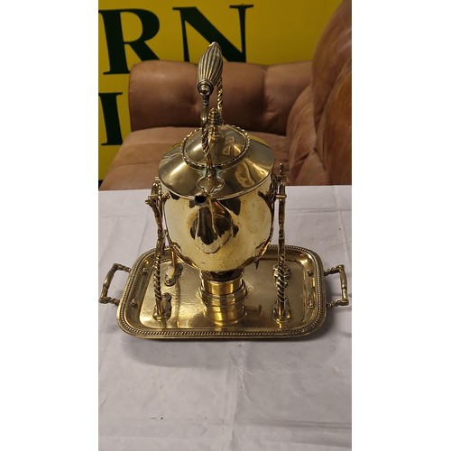 205C - BRASS SPIRIT KETTLE ON CRADLE