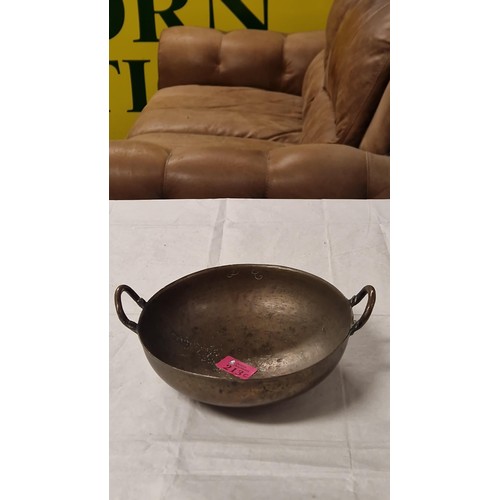 213C - EARLY BRASS AND COPPER BOWL - 20CMS DIAM