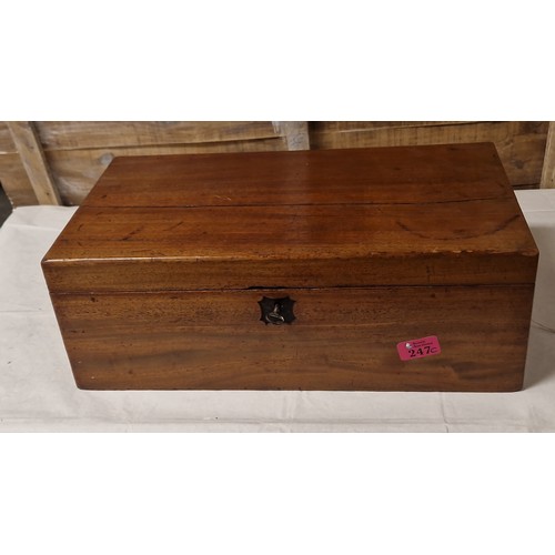 247C - VINTAGE MILITARY WRITING BOX - 45CMS X 25CMS X 16CMS H