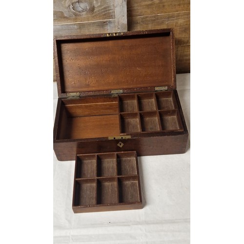 248C - VINTAGE WOODEN COLLECTORS BOX - 33CMS X 16CMS X 11CMS H