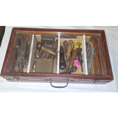 245C - VINTAGE DISPLAY CASE OF INTERESTING ITEMS