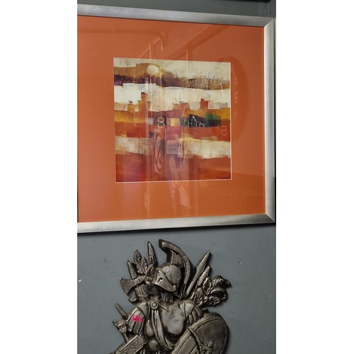 3 - LARGE PAIR OF FRAMED & GLAZED MODERN PICTURES - 90CMS X 90CMS - COLLECTION ONLY OR ARRANGE OWN COURI... 