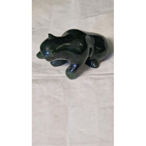 585 - LOVELY STYLIZED NEPHRITE JADE BEAR - 5CMS H