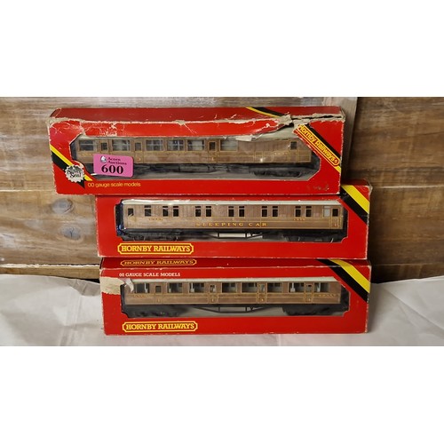 600 - 3 X BOXED HORNBY CARRIAGES - R436 BREAK COMPOSITE X2 & R448LNER SLEEPING CAR - NEVER BEEN OUT OF THE... 