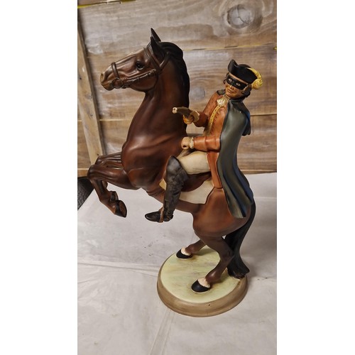 729 - BESWICK DICK TURPIN FIGURE - LEATHER HORSE REIN IS MISSING - STANDS 33CMS H