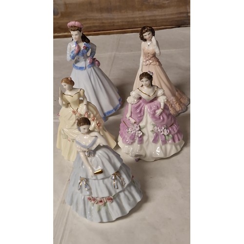 730 - 6 X COALPORT LADY FIGURES - AVERAGE 12CMS H