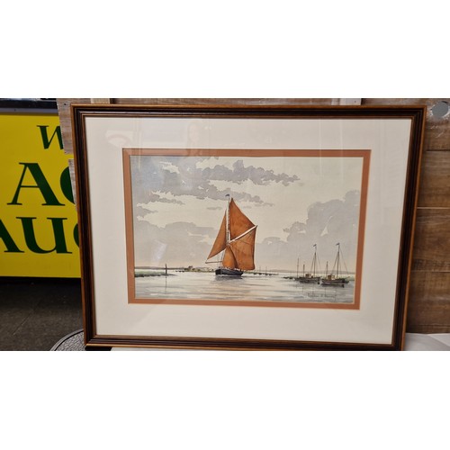 744 - FRAMED & GLAZED ORIGINAL WATERCOLOUR SIGNED GORDON H HARRIS - 56CMS X 43CMS