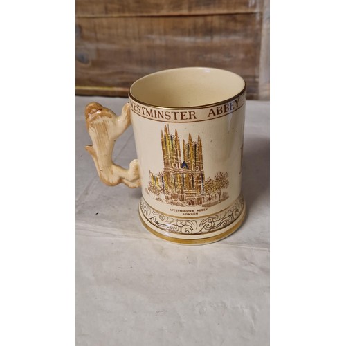 765 - LOVELY VINTAGE PHILIP & ELIZABETH 1953CORONATION WALL P-LAQUE & 1953 CORONATION TANKARD BY ARTHUR WO... 