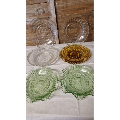 766 - 11 X GLASS COMMEMORATIVE PLATES - 1937 & 1953