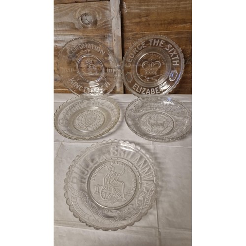 766 - 11 X GLASS COMMEMORATIVE PLATES - 1937 & 1953