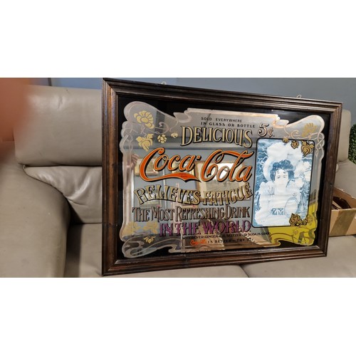 784 - VERY LARGE ADVERTISING COCA-COLA MIRROR PICTURE - 100CMS X 70CMS - COLLECTION ONLY OR ARRANGE OWN CO... 