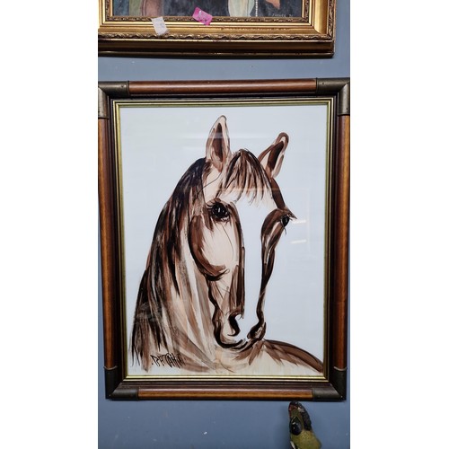 787 - FRAMED & GLAZED HORSE PICTURE - SIGNED BY ARTIST - 55CMS X 70CMS - COLLECTION ONLY OR ARRANGE OWN CO... 