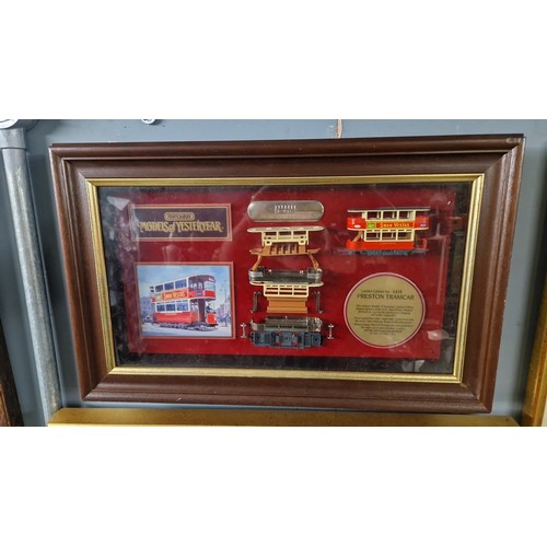 790 - FRAMED & GLAZED MODELS OF YESTERYEAR PRESTON TRAMCAR MODEL & INFO - 50CMS X 35CMS