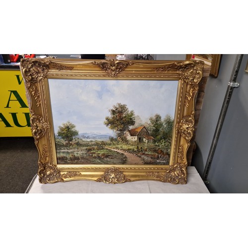 875 - LOVELY ORNATE FRAMED OIL ON BOARD - SIGNED P. VOKEL ? - 76CMS X 63CMS - COLLECTION ONLY OR ARRANGE O... 